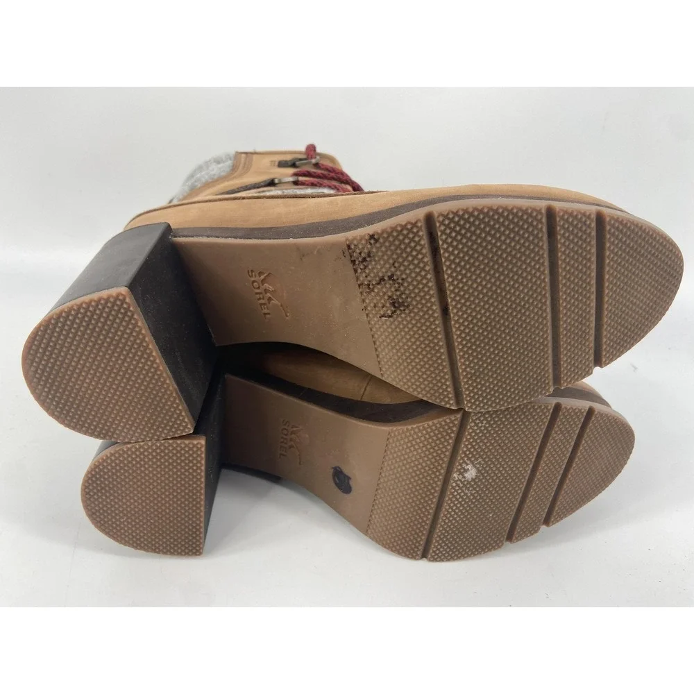 Sorel Boots Women 10 Brown Blake Nubuck Heel Ankle Block Heel Winter‎ Waterproof